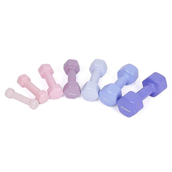  아이워너 PVC 뷰티 육각 덤벨 3kg 스카이블루 예쁜 여자 아령 헬스 홈트