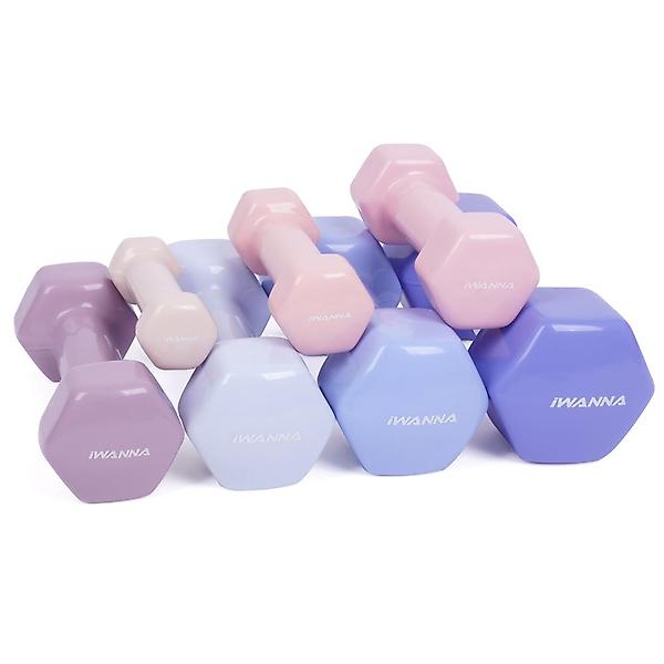  아이워너 PVC 뷰티 육각 덤벨 4kg 스위트라벤더 예쁜 여자 아령 헬스 홈트