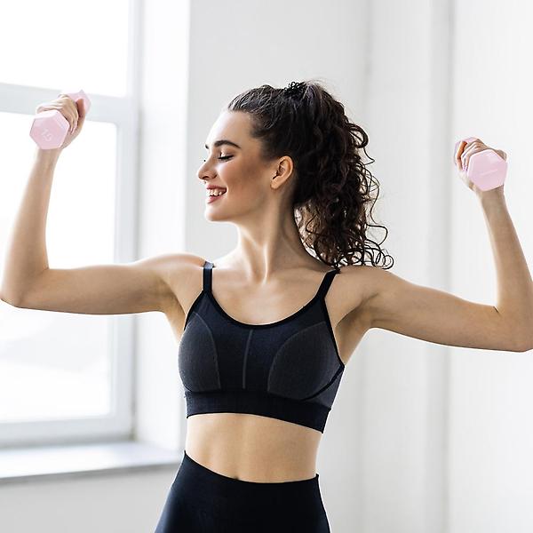  아이워너 PVC 뷰티 육각 덤벨 4kg 스위트라벤더 예쁜 여자 아령 헬스 홈트