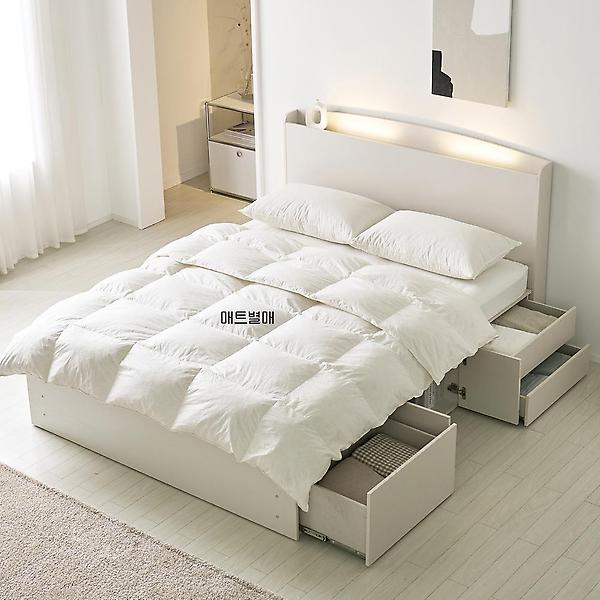  아이앤 메리엄 LED 수납헤드 2단 침대 프레임 킹 WF