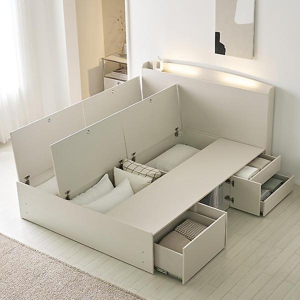  아이앤 메리엄 LED 수납헤드 2단 침대 프레임 킹 WF