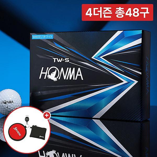  4박스 총48구/혼마 NEW 투어월드 3피스 골프공 우레탄 비거리 소프트 골프볼+스릭슨 볼클리너 파우치
