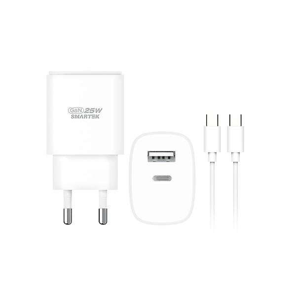  스마텍 25W GAN PD C타입 2포트 고속 충전기 케이블 세트 STQC-GD25 CT