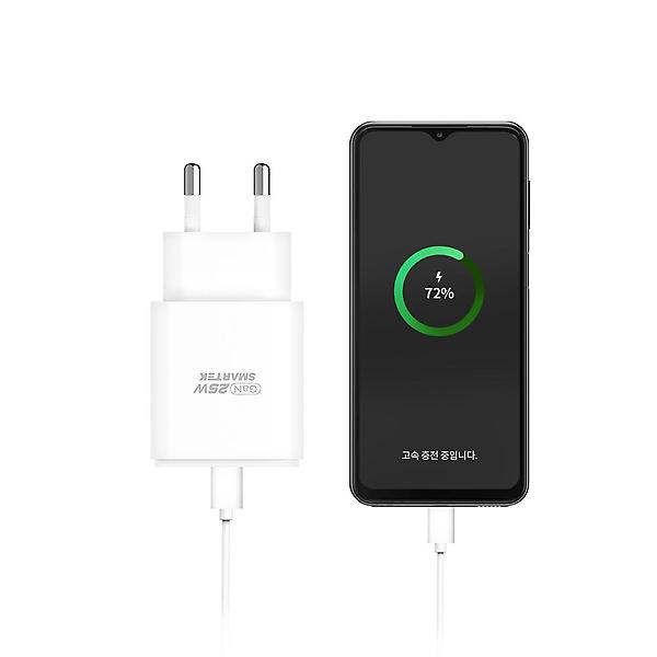  스마텍 25W GAN PD C타입 2포트 고속 충전기 케이블 세트 STQC-GD25 CT
