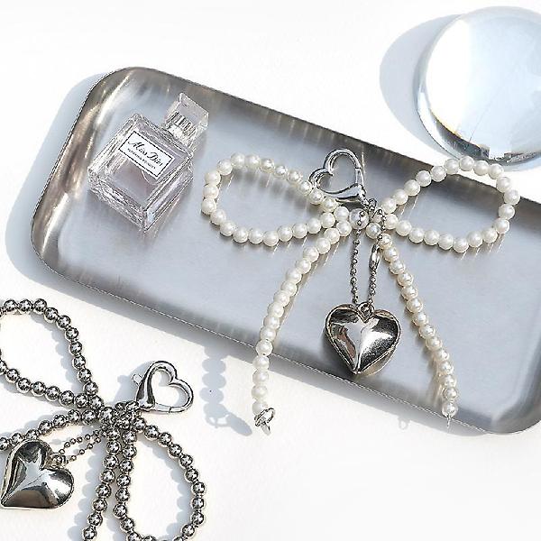  리본 진주 키링