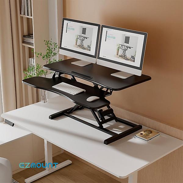  이지마운트 전동 모션 스탠드 스탠딩 데스크 책상 테이블 높이조절 듀얼모니터 WSD-EV950D