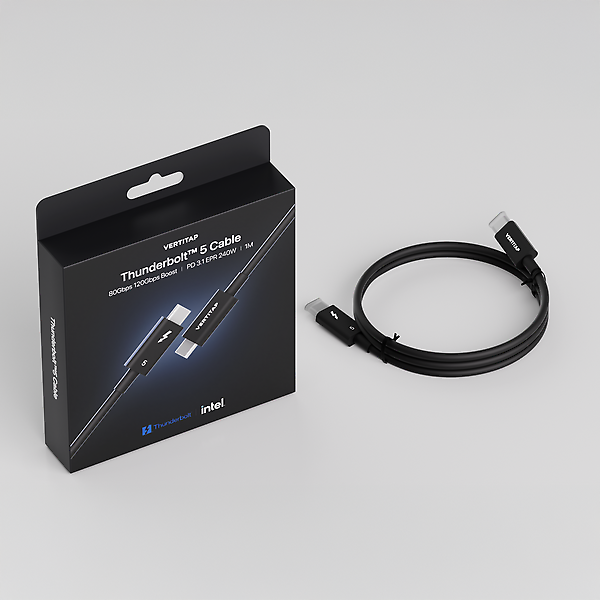  버티탭 인텔 공식 인증 썬더볼트5 PD 240W 120Gbps C TO C타입 케이블 1m
