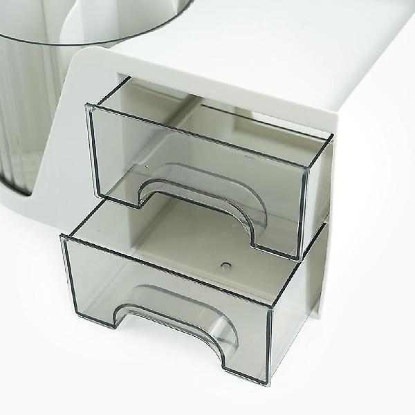  회전 펜꽂이 2단 서랍정리함