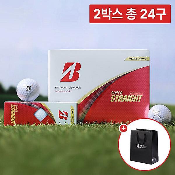  2박스 총24구/ 브리지스톤 슈퍼 스트레이트 테크놀로지 3피스 골프공 + 쇼핑백 증정