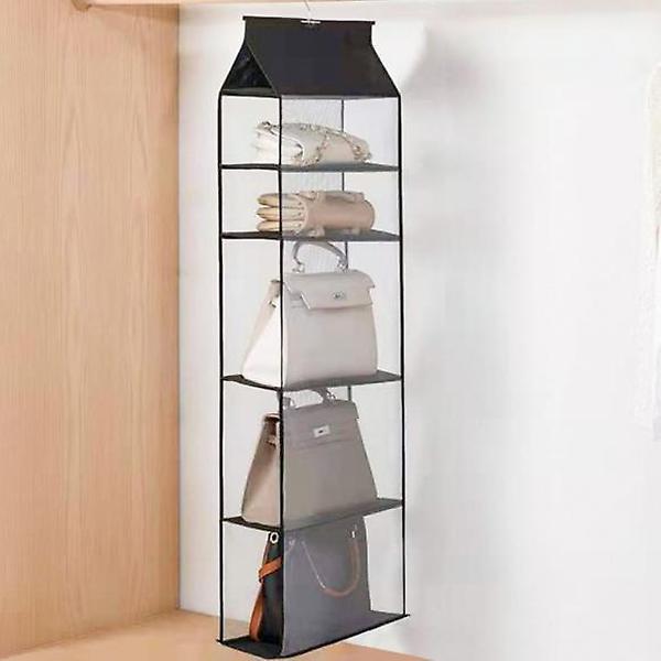  심플 걸이식 5칸 가방정리대 핸드백 가방보관