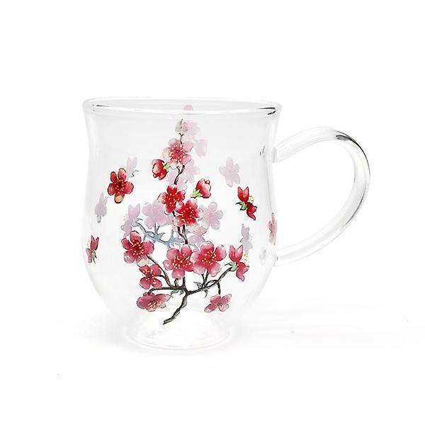  고원 레트로 유리컵 400ml 매화 유리 머그잔