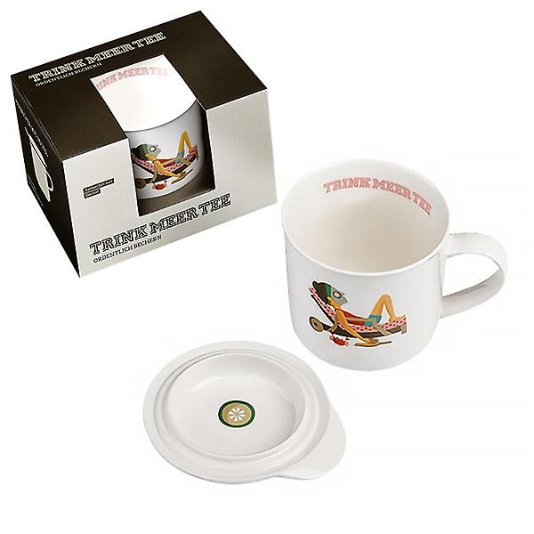  TMT 북유럽 일러스트 뚜껑 머그컵 400ml 썬배드 도자기 머그잔