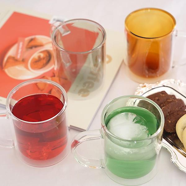  더블월 이중 내열 유리컵 4종 300ml 머그컵 유리잔