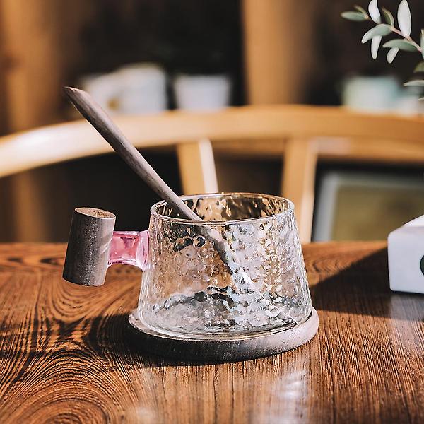  고원 계수나무 내열유리 머그컵(200ml)+우드코스터 2인세트 투명