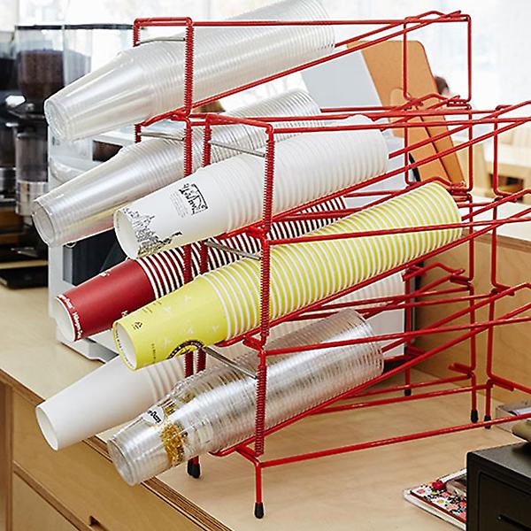  오리스타 4단 스탠드형(레드) 테이크아웃컵 디스펜서