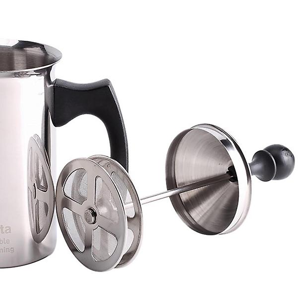  시타 수동 우유거품기 400ml 스텐 이중망 라떼 스티머 밀크포머