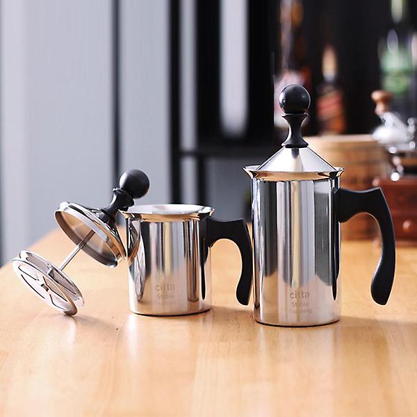  시타 수동 우유거품기 400ml 스텐 이중망 라떼 스티머 밀크포머