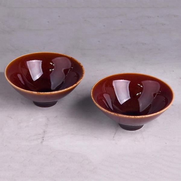  고원 요변 녹차 다구 천국잔 레드 70ml 2인용 찻잔세트