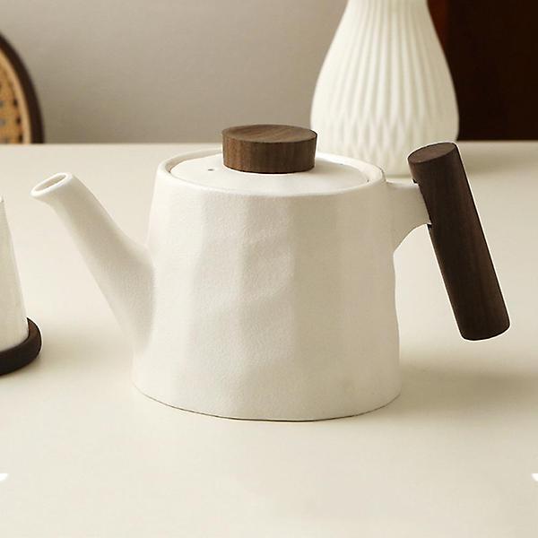  고원 계수나무 티팟(소) 화이트 해머무늬 도자기 티포트