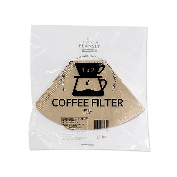  빈스업 무표백 커피필터 여과지 40매 (1x2)