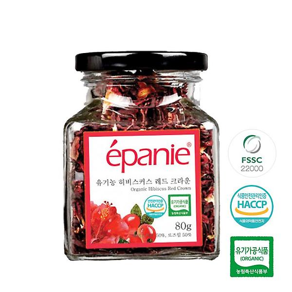  에빠니 유기농 허브차 히비스커스차 레드크라운 유리병(대) 80g 허브티 잎차