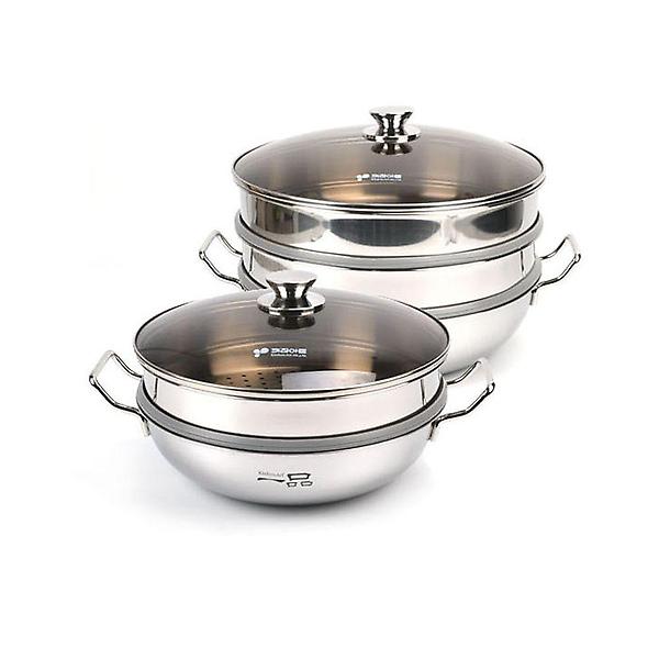  전골 찜요리용 인덕션겸용 통3중 스텐 찜냄비