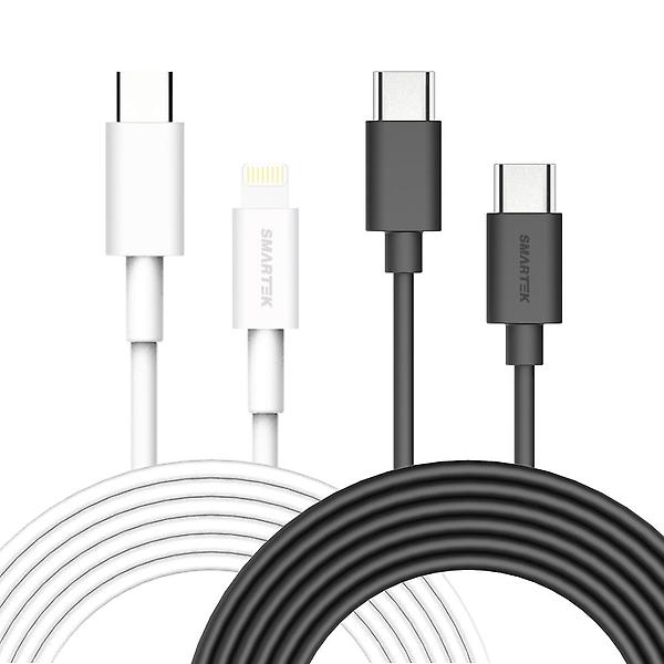  스마텍 CtoC & Cto8 PD고속충전 롱케이블 3m(65W/C타입/8핀)