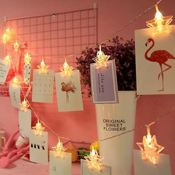  20구 LED 별 집게 전구(3M) (웜색) 줄조명 사진걸이