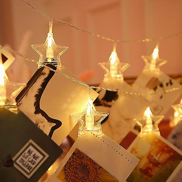  20구 LED 별 집게 전구(3M) (웜색) 줄조명 사진걸이