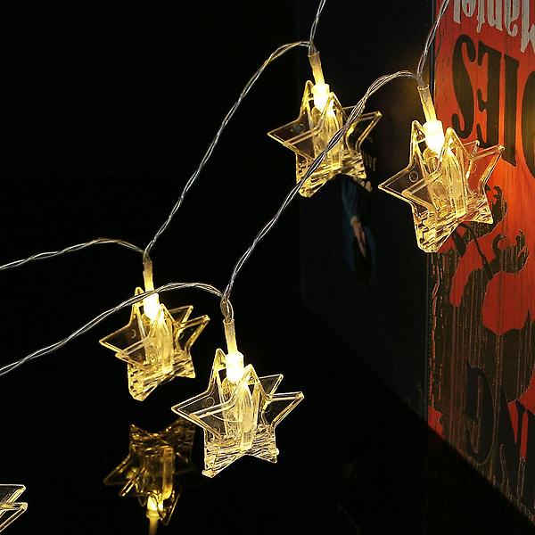  20구 LED 별 집게 전구(3M) (웜색) 줄조명 사진걸이