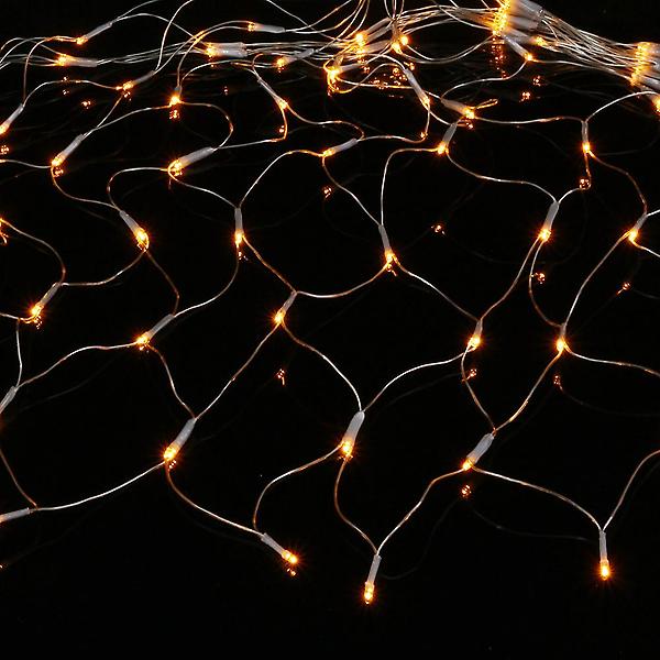  200구 투명선 LED 그물네트 전구/점멸 웜색전구