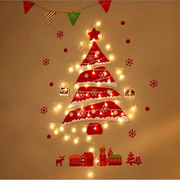  [도토로]DIY 펠트 크리스마스 벽트리(전구포함) (레드사선)