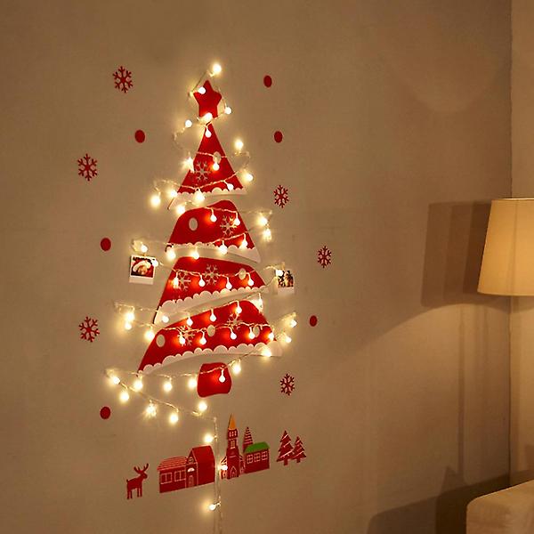  [도토로]DIY 펠트 크리스마스 벽트리(전구포함) (레드사선)