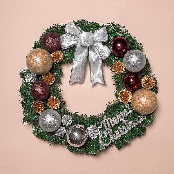  40cm 초코볼 원형 리스/DIY 크리스마스리스 트리장식