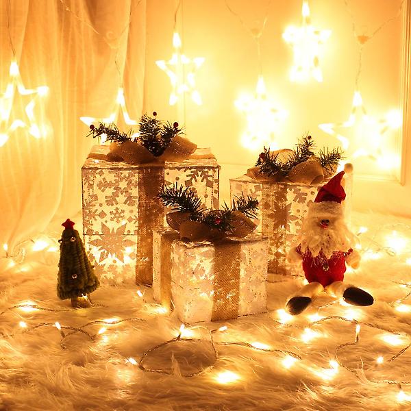  눈꽃 리본 선물상자 3종세트/크리스마스 트리장식