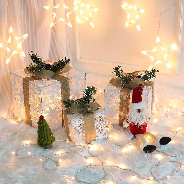  눈꽃 리본 선물상자 3종세트/크리스마스 트리장식