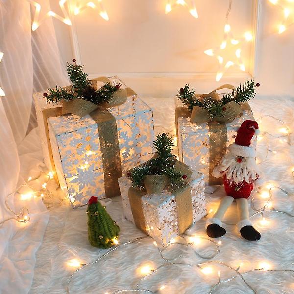  눈꽃 리본 선물상자 3종세트/크리스마스 트리장식