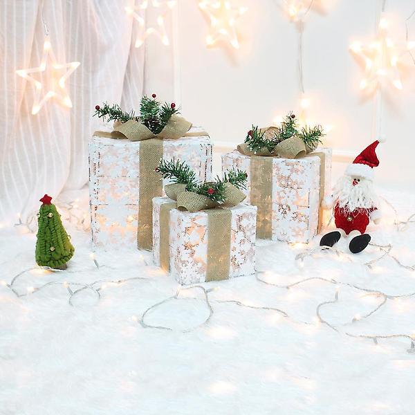 눈꽃 리본 선물상자 3종세트/크리스마스 트리장식
