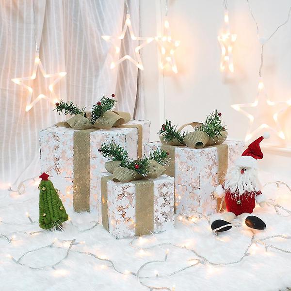  눈꽃 리본 선물상자 3종세트/크리스마스 트리장식