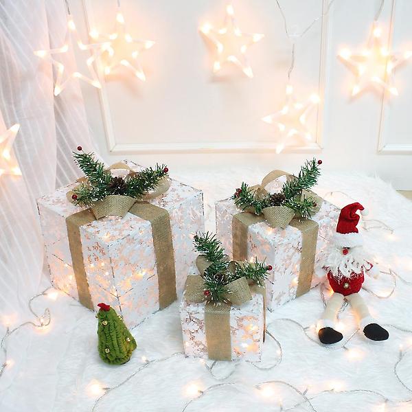  눈꽃 리본 선물상자 3종세트/크리스마스 트리장식