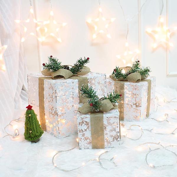  눈꽃 리본 선물상자 3종세트/크리스마스 트리장식