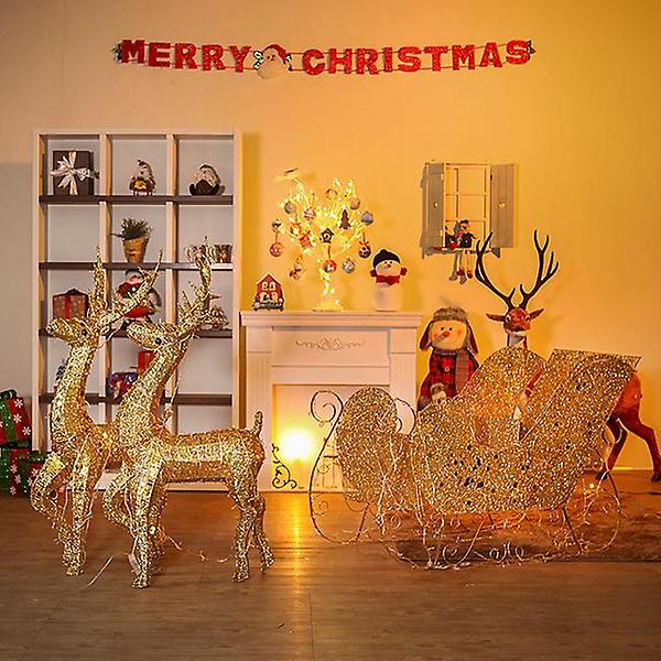  대형 LED 전구장식 골드 사슴썰매 /크리스마스장식