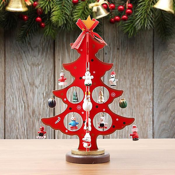  레드크리스마스 원목 미니트리/카페인테리어 탁상트리