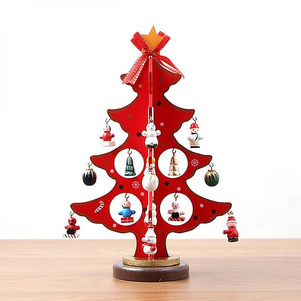  레드크리스마스 원목 미니트리/카페인테리어 탁상트리