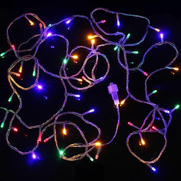  [은하수] 50구 투명선 LED 칼라 지니전구(5M) 전원잭