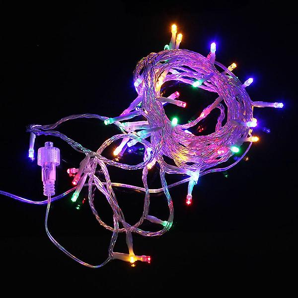  [은하수] 50구 투명선 LED 칼라 지니전구(5M) 전원잭