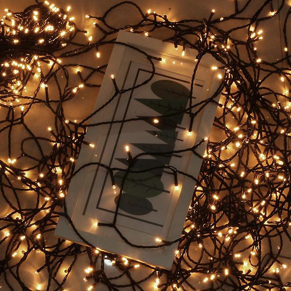  1000구 녹색선 LED 지니전구/100M 점멸 웜색 트리전구