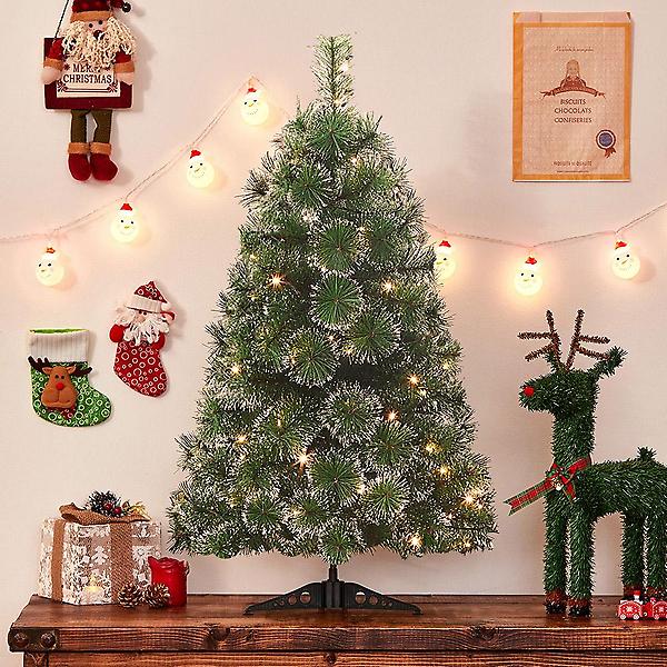  90cm 뉴리얼 솔잎 눈꽃 트리 크리스마스 소형트리