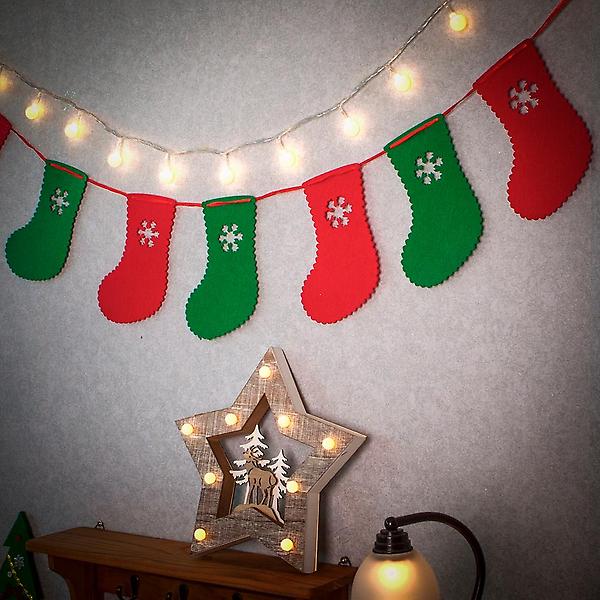  [도토로]크리스마스 패브릭 가랜드(양말)