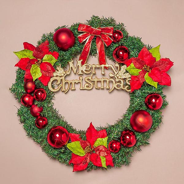  [도토로]60cm 레드 포인세티아 원형 리스